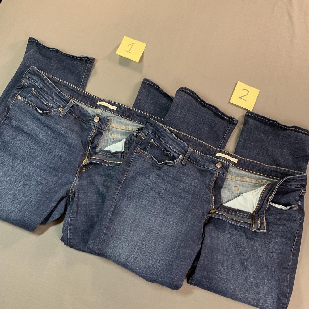 Levi's 414 Classic Straight Jeans Lot 2 Womens 22W Blue‎ High Rise Stretch 38x30